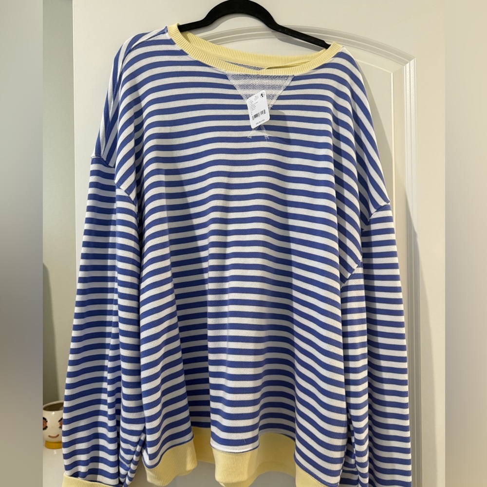 Free People Striped Oversized crewneck
